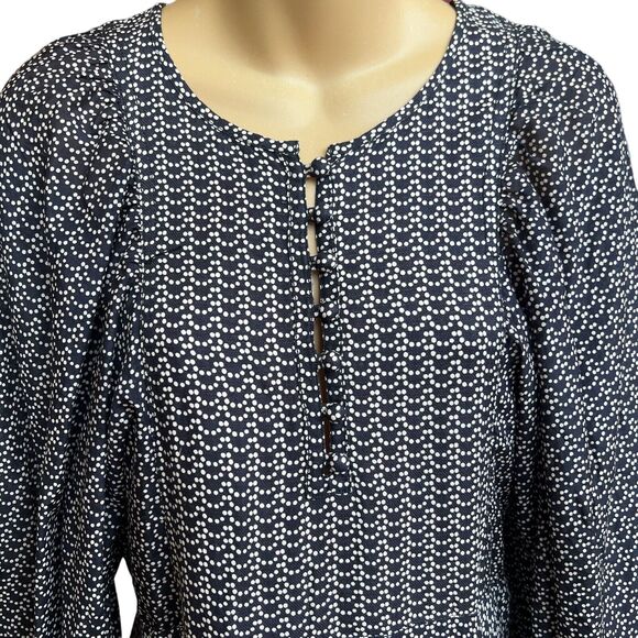 Maeve Anthropologie Navy White Nilaya Flare Pockets Balloon Sleeve Tunic Dress S - Picture 3 of 16